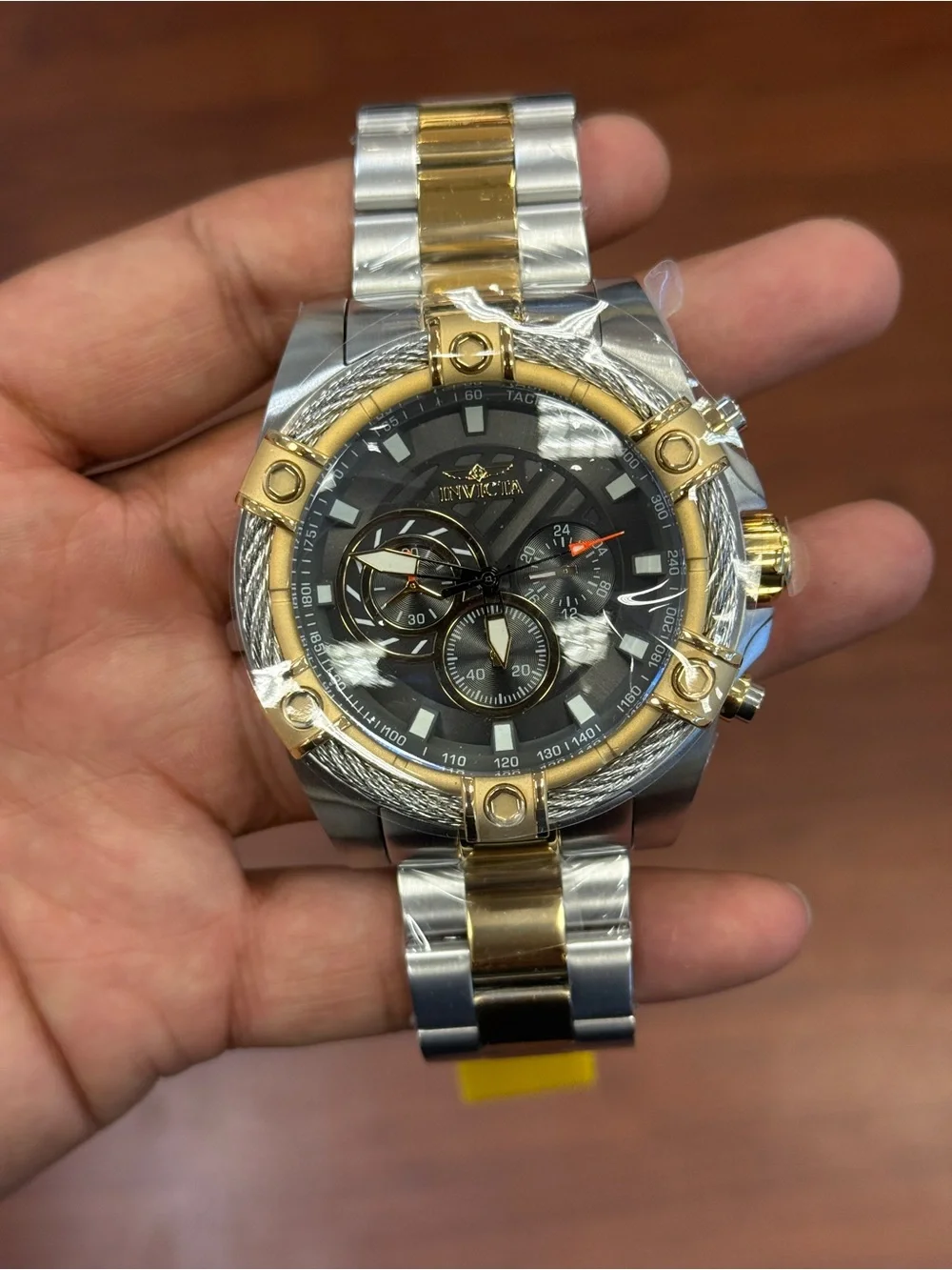 Invicta bolt men’s Two-Tone Gold and Silver Chronograph Watch with Gray Dial